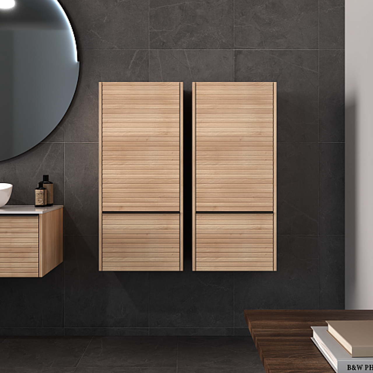 Шкаф колона ORPHIA 140х45 см, цвят Acacia Light