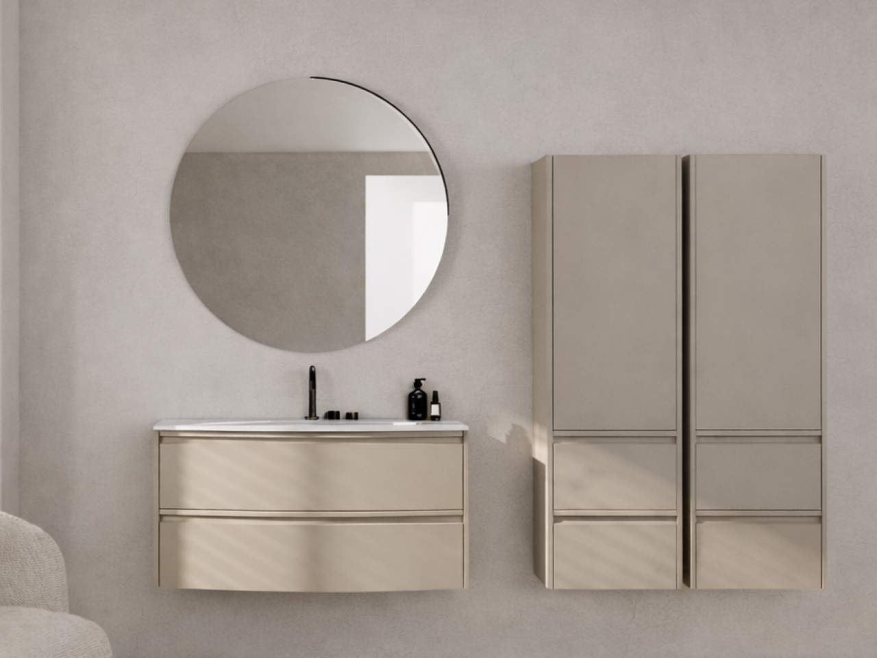 Шкаф колона JOY с две чекмеджета, цвят Light Grey