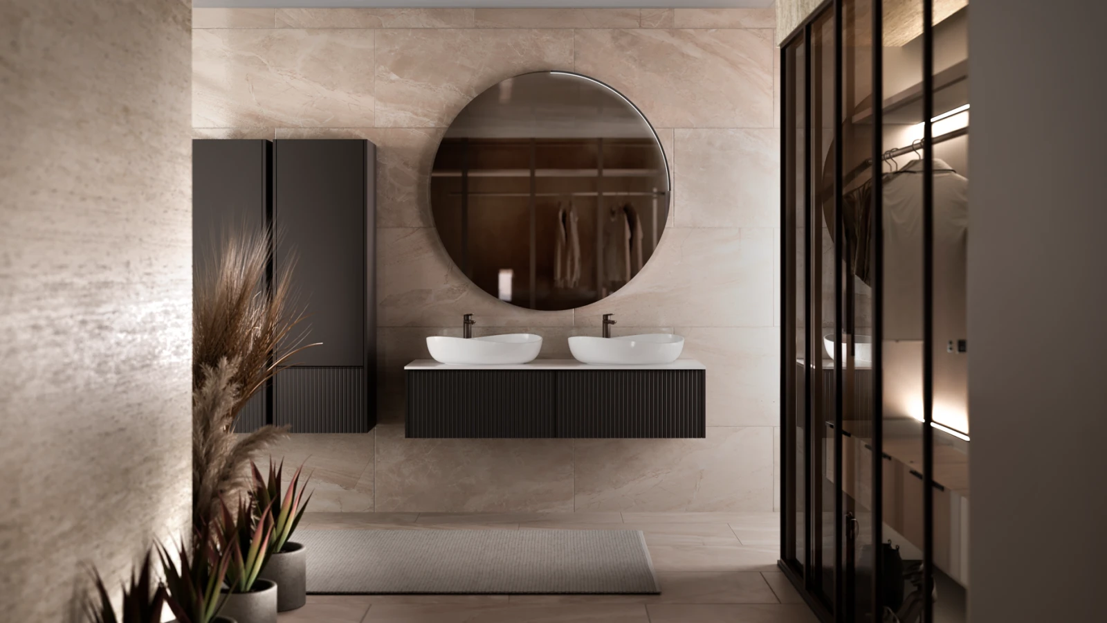 Долен шкаф за баня ORPHIA 140 см, без купи, цвят Graphite Black